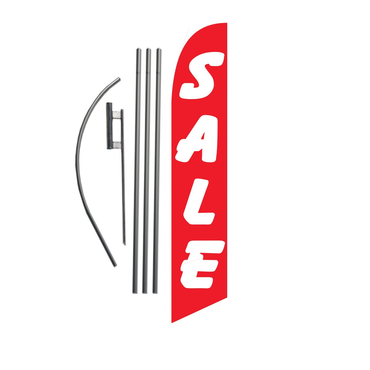 SALE (red/white) 15ft Feather Banner Swooper Flag Kit Sign - INCLUDES 15FT POLE KIT w/GROUND SPIKE