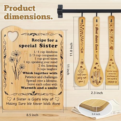 Set de tabla de cortar y utensilios de bambú para hermana miniatura 2