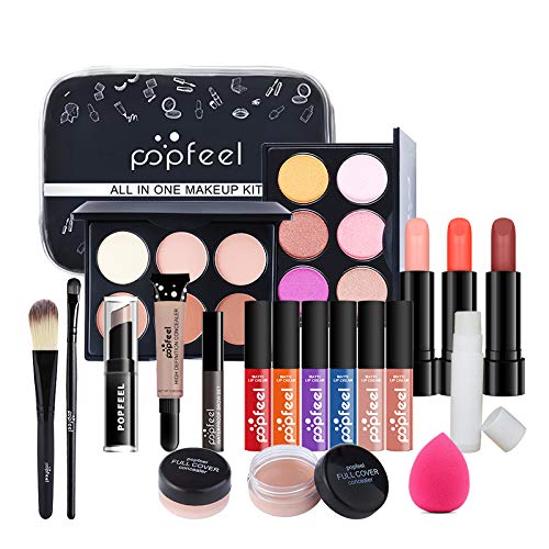 Joyeee Makeup Kit For Women, with Eye Makeup Eyeshadow Palette, Pressed Powder Palette, Foundation Concealer, Lipstick, Eyebrow Cream, Makeup Sponge, Make Up Brushes, Make Up Bag etc, Girls Teen Gifts