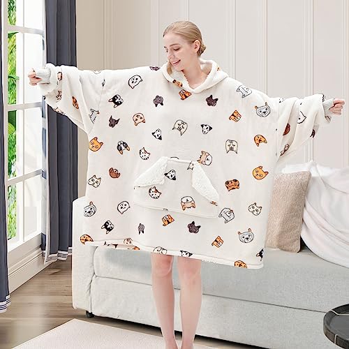 Touchat Oversized Sherpa Fleece Wearable Blanket Hoodie — view 5