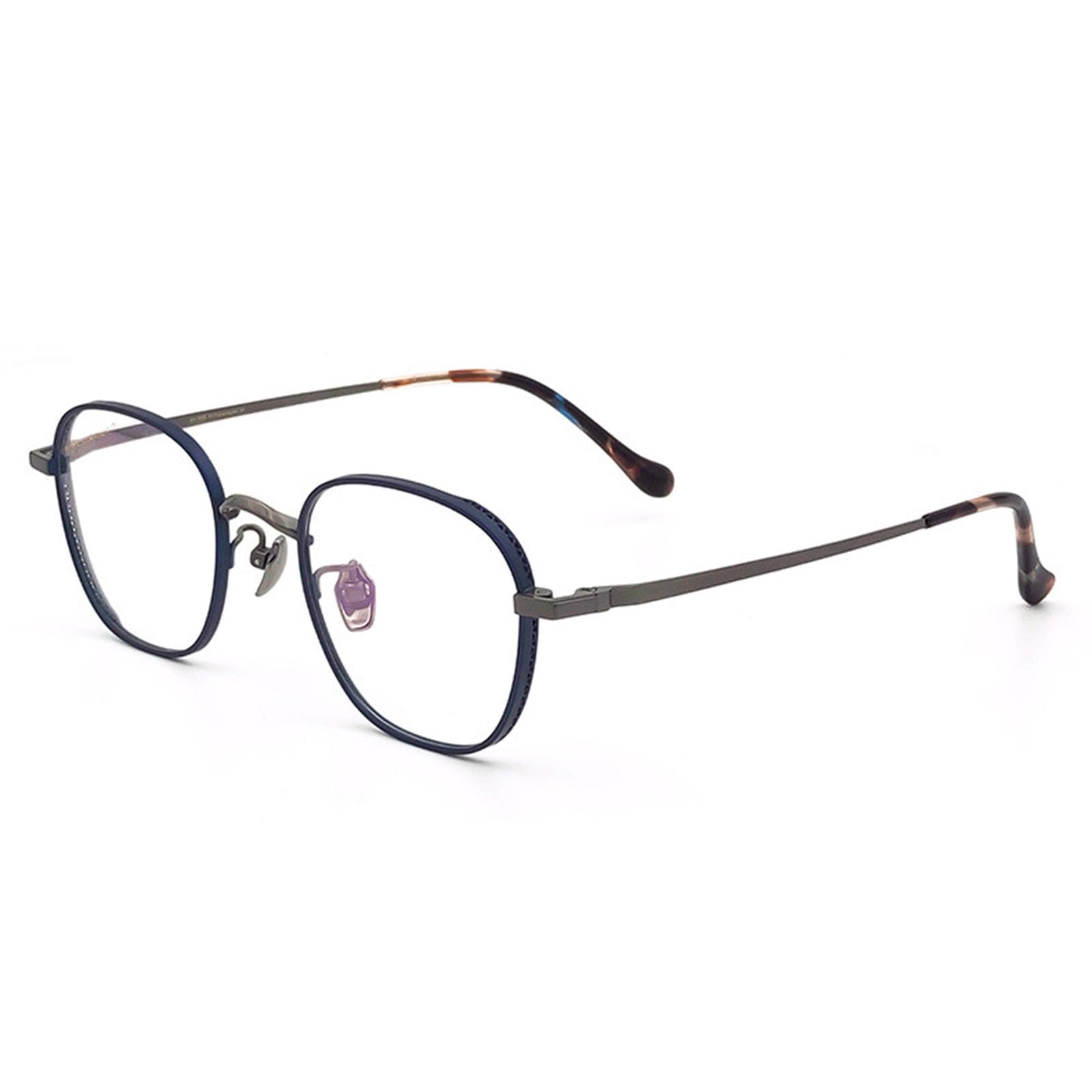 Niebieskie Światło Blokujące Okulary Męskie I Damskie Retro Super Światło Czysty Tytan Ramka Owalna Zapobiegaj Zmęczeniu Oczu Anty-UV Okulary Komputerowe,E