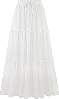 Arolina Women's High Waist Pleated Maxi Skirt with Pockets - Flowy Boho Ruffle Long Beach Skirt for Summer Fall