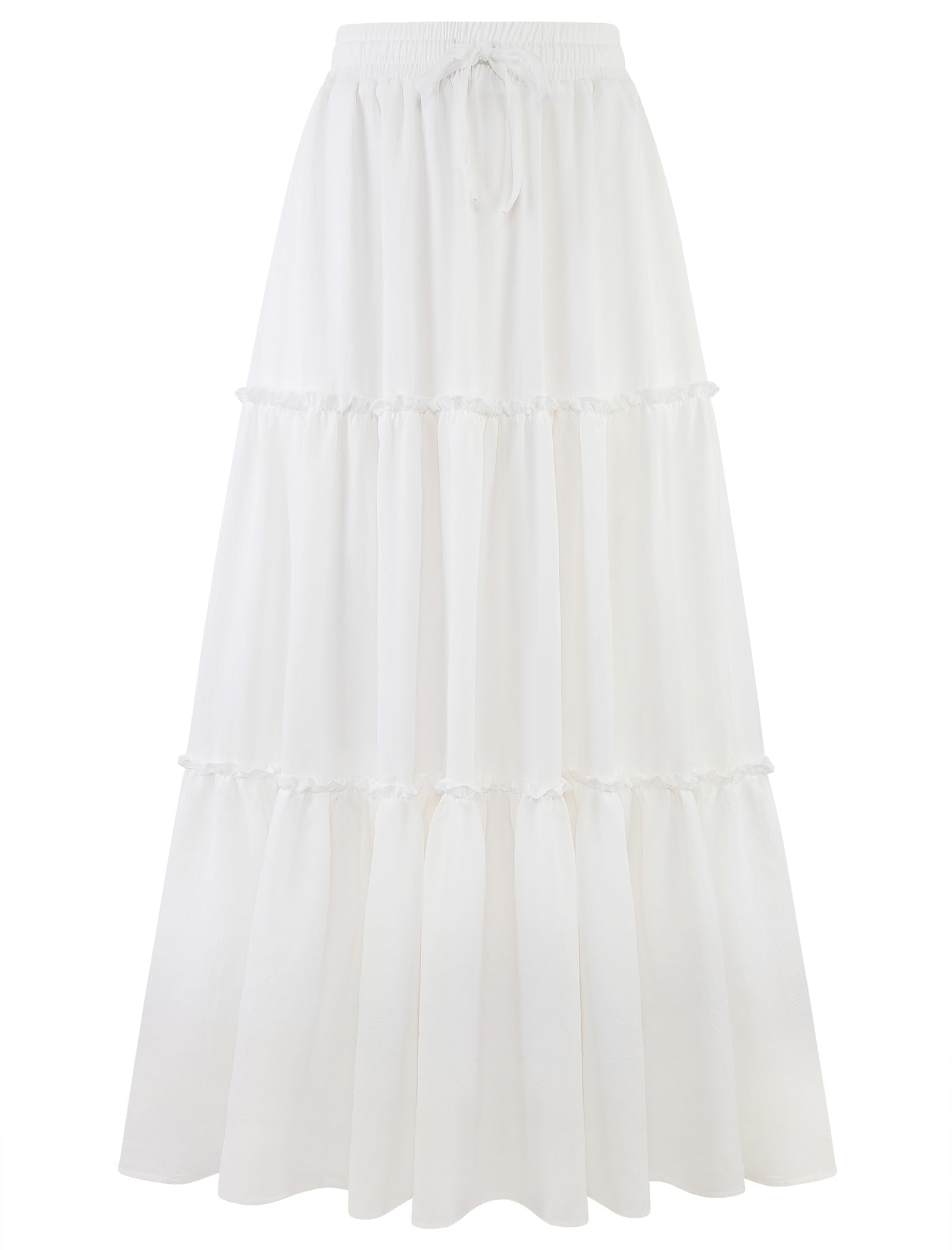 Arolina Womens Summer Maxi Skirt Trendy High Waist Pleated Ruffle Long Skirts Flowy Beach Boho Skirt Dress with