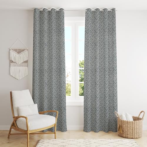 Image of Room Darkening Curtains for Door & Windows, Living Room, Bedroom, Eyelet, Parda, Printed, Pack of 2, Grey, 4 x 8 Feet