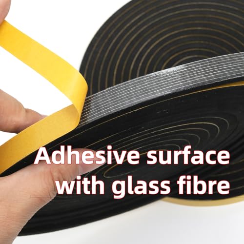 Image of QILIMA 2 Rolls Self Adhesive Foam Tape Weatherstrip Weather Stripping for Doors and Windows, Sound Proof Soundproofing Door Seal, Weatherstrip, Air Conditioning Seal Strip 1 /2in W x 1 /4in H x 16.5Ft L