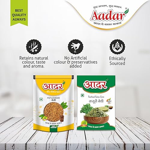Image of Aadar Combo of Dried Fenugreek Leaves and Seeds Pack of 2 100g and 12gm Kasoori Methi
