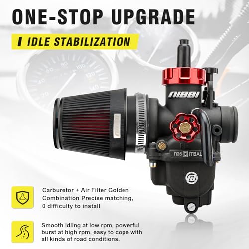 Image of NIBBI 26mm Carburetor with CNC 48mm Air Filter kit,PE26 Carburetor fit for 200cc Dirt Bike,Upgrade for VM26 PZ27
