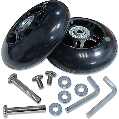 Miayaya Luggage Suitcase Wheels Replacement Kits 68mm x 24mm Universal Rubber Swivel Two Conner Angle Wheel Trolley Casters Bearings Tools Carry-On Garment Bag Hard Case Repair Set Quietness Durable