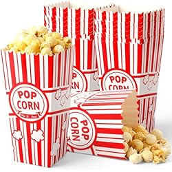 VOISEN Popcorn Boxes,20 Pack Popcorn Bucket Containers, 46 OZ Red and White Pop Corn Boxes Individual Servings for Movie Theater, Carnival Circus