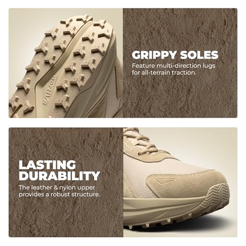 NORTIV 8 Men's Wide Toe Box Hiking Boots Low Drop Waterproof Outdoor Trekking Camping Shoes Katahdin,Size 7.5,Sand,SNHB25001M