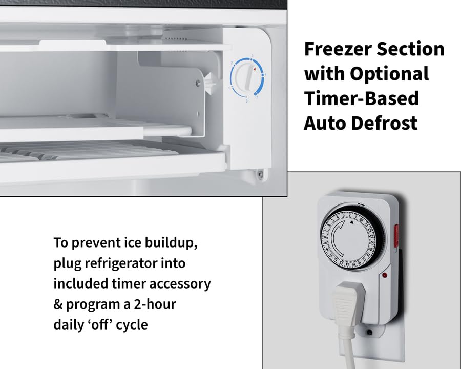 Summit Appliance Ff43bada 19" Wide Refrigerator-Freezer, Black; ADA-Compliant Design; Rhd Swing; 3 Cu.Ft Interior; Timer-Based Automatic Defrost; Adjustable Dial Thermostat; Adjustable Shelves on Fridge.com - View 6