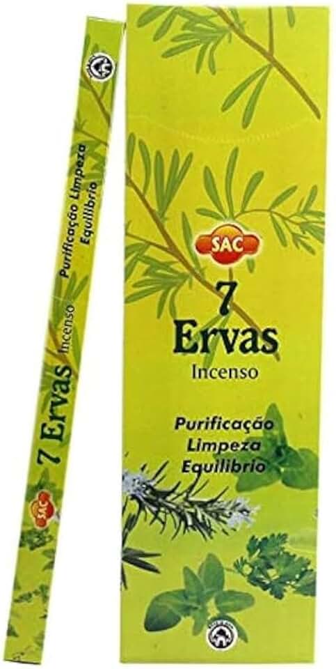 Kit de Incensos 7 Ervas para Limpeza Energética e Harmonia, 6 Unidades
