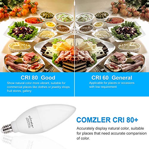 Comzler E12 Led Candelabra Bulb, 60 Watt Equivalent Ceiling Fan Light Bulbs, Daylight 5000K Led Chandelier Light Bulbs, Candle Bulb Small Base For Chandelier, Non Dimmable, Pack Of 8 #TOP2