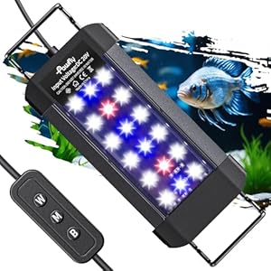 Pawfly 6 W Aquarium LED Light for 6″ to 10″ Fish Tanks Extendable Fish Tank Light with Full Spectrum Brilliant White Blue Red Lights with Daytime & Night Modes and Adjustable Brightness