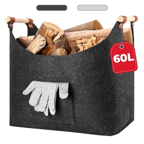 Yamagahome XXL Kaminholzkorb mit Aufbewahrungstasche, Faltbar Groß...