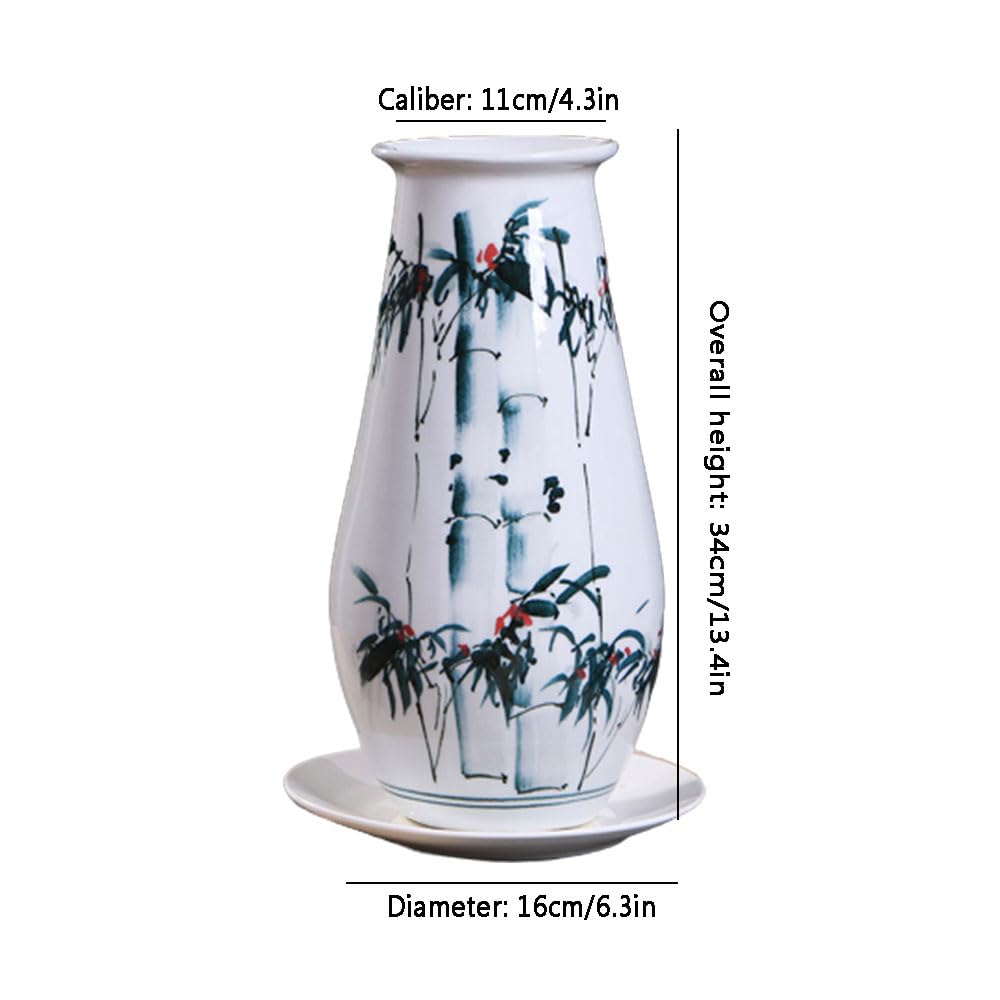 手描きの植物模様陶器花瓶 植物鉢、 絶妙な景徳鎮の手作り、ヴィンテージの手描きの中国の