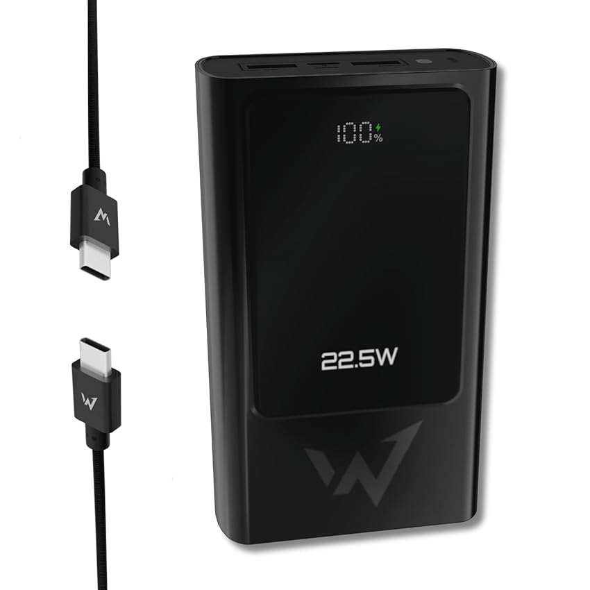 Powerbank 27.000mAh ad alta capacità – Ricarica rapida cablata, multi-porte USB-A e USB-C, ideale per smartphone, tablet e computer portatili, formato portatile