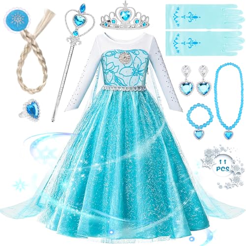 New Halloween Party Cosplay Costume accessori ragazze Anna Elsa parrucca treccia principessa corona guanti bacchetta magica collana Set di gioielli  1501