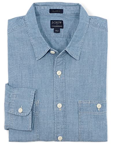 J.Crew Mercantile Men's Classic Fit Chambray Utility Shirt (XL, Light Chambray)