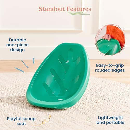 Image of ECR4Kids Plastic Leaf Scoop Floor Rocker Seat, Classroom Furniture, Emerald, 6-Piece