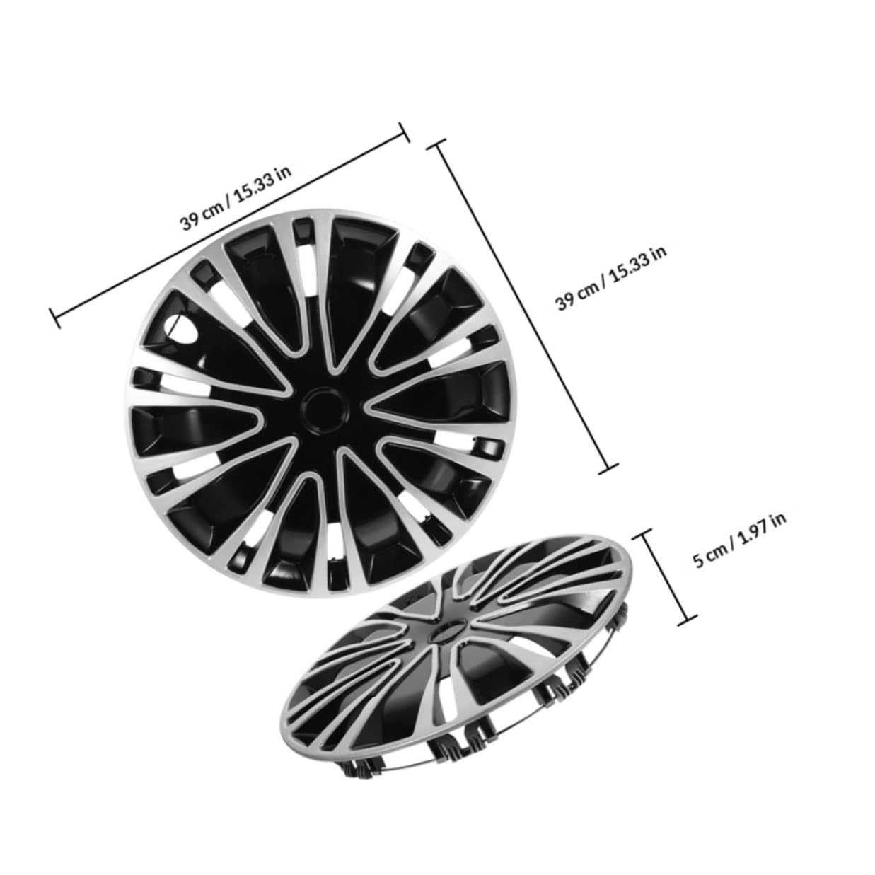 SHINEOFI Enjoliveur de roue de voiture en acier argenté noir pour roues de 14" en fer adapté aux véhicules