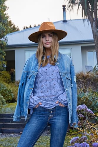 Image of OFEEFAN Blouses for Women Dressy Casual Spring Tops 2026 Summer Outfits Flower Lace Crochet Long Sleeve Shirts