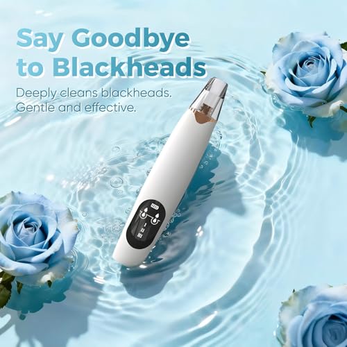 Image of Blackhead Remover Pore Vacuum, Electric Facial Pore Extractor with Silicone Probes & Vibration Tech, 3 Suction Levels Pore Cleaner for Facial Cleansing, USB Rechargeable (White)