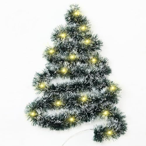 Sprinlot 5m LED Guirnalda de Navidad Verde Oscuro, 5M Guirnaldas Navideñas con Luces, Espumillon Arbol Navidad Verde y Blanco