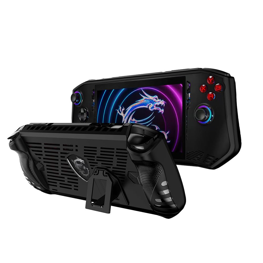 Etui na MSI Claw, Ultracienkie Miękkie TPU Etui z Podpórką, Shockproof Ochronne Etui Kickstand Case dla MSI Claw-Czarny