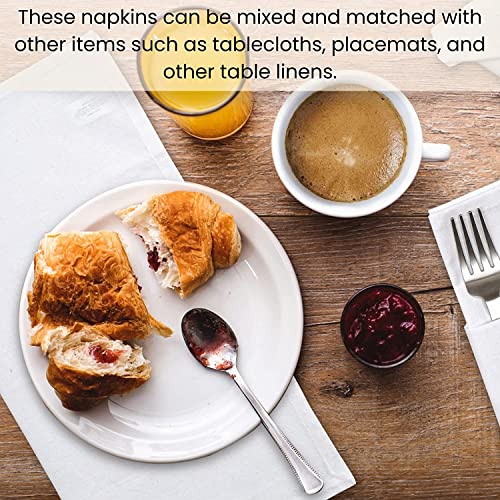 Image of Cotton Mercerised Dining Table Napkins, Set of 4, Solid Plain Colour, Heavy Weight,More Than 2 cm Mitered Hem,Washable at 40C (White, 45 X 45 Cms)