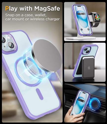 Coque iPhone 15 Plus MagSafe SUCGLES transparente anti-choc et mince