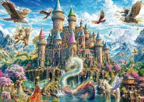 Schmidt Juegos 59791 Castillo de Cuento de Hadas en el Reino de la fantasía-Puzzle de 1000 Piezas, Multicolor