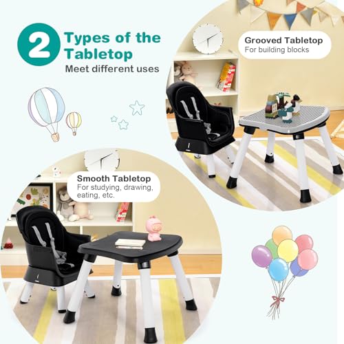 Image of GLACER 8 in 1 High Chair - Convertible Adjustable Baby High Chair with Removable Tray, Dual Cushions, Activity Table and Chair Set, Booster Seat, Stool, High Chairs for Babies and Toddlers
