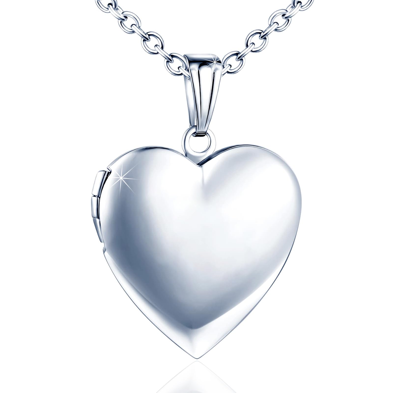 GENSMILECollar con colgante de amistad en forma de corazón con imagen, cadena de fotos, collar de joyería de regalo personalizado para niñas y niños, cadena con amuleto de foto para abrir colgante de memoria