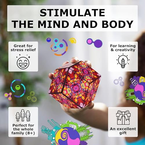 Image of Shashibo DODECA Magnetic Puzzle Cube, Sensory Fidget Toy for Adults & Kids, Stress Relief Fidget Toy for All Ages, Cool Fidget Toys for Desk, Shape Shifting Box, 100+ Possible Shapes
