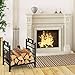 TANGZON Firewood Rack, Heavy Duty Metal Fire Log Holder with Side Handles & Adjustable Foot Pads, Indoor Outdoor Decorative Fireplace Wood Storage Basket Stand, 45 x 33 x 44cm TANGZON Firewood Rack, Heavy Duty Metal Fire Log Holder with Side Handles & Adjustable Foot Pads, Indoor Outdoor Decorative Fireplace Wood Storage Basket Stand, 45 x 33 x 44cm
