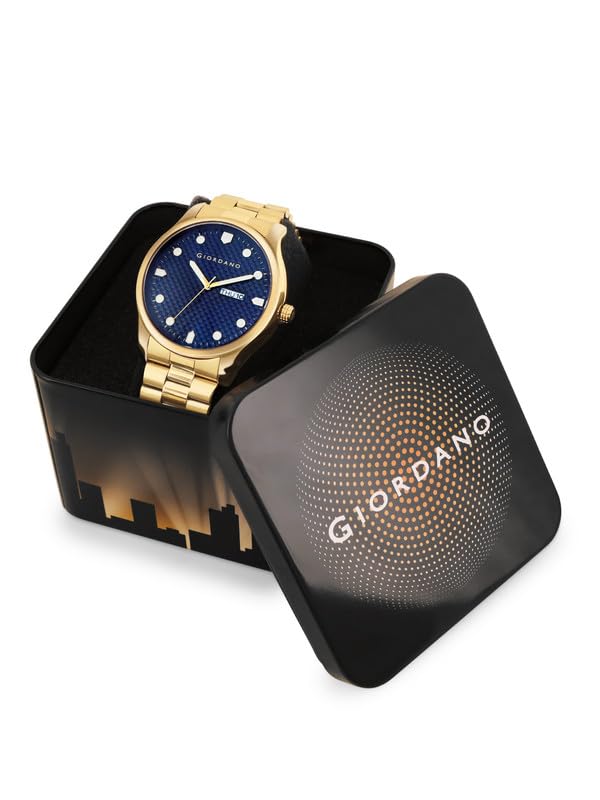 Image of Giordano Analog Watch for Men with Two-Tone Stainless Steel Strap & Textured Dial, Day-Date Display, Elegant Casual Style