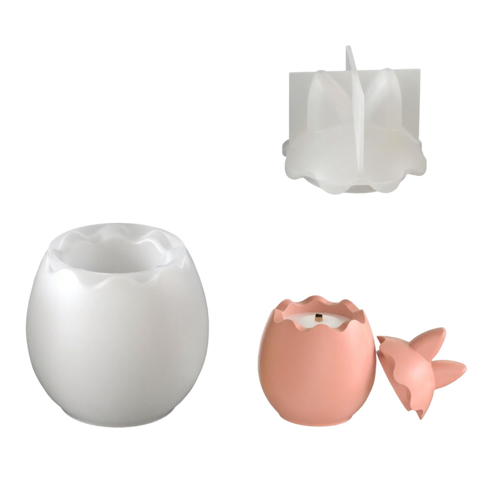 hogtnd Eggs Resin Jar with Lid Hare Eggs Shape Silicone Molds for Making Holder and Holiday Decoration Easter Oocyte Elastomer Cast Rosin Casting Soap Lagomorph Cup Recyclable Elastomer Holiday