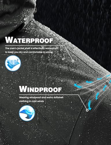 Image of TBMPOY Men's Winter Ski Jacket Waterproof Warm Snow Insulated Coat Fleece Lined Snowboard Hooded Raincoat