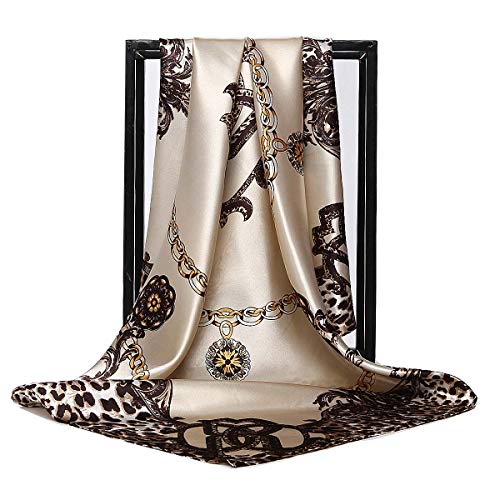 Foulard en soie pour femme - Grand carré Satin 90 cm - blanc - 89 cm