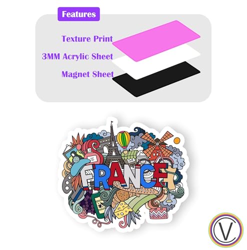 Image of France Acrylic Fridge Magnet - UV Textured Printed, Stylish Multicolor Magnet for Fridge, Wardrobe & Metal Surfaces, Pack of 1 (France)