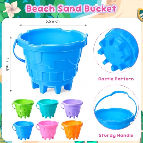 Didaey 30 Pcs Beach Buckets for Kids, Plastic Sand Pails for Boys and Girls, Sand Buckets for Beach, Sandbox, Pool, Gardening, Summer Party Favors (Warm Color) - image 3