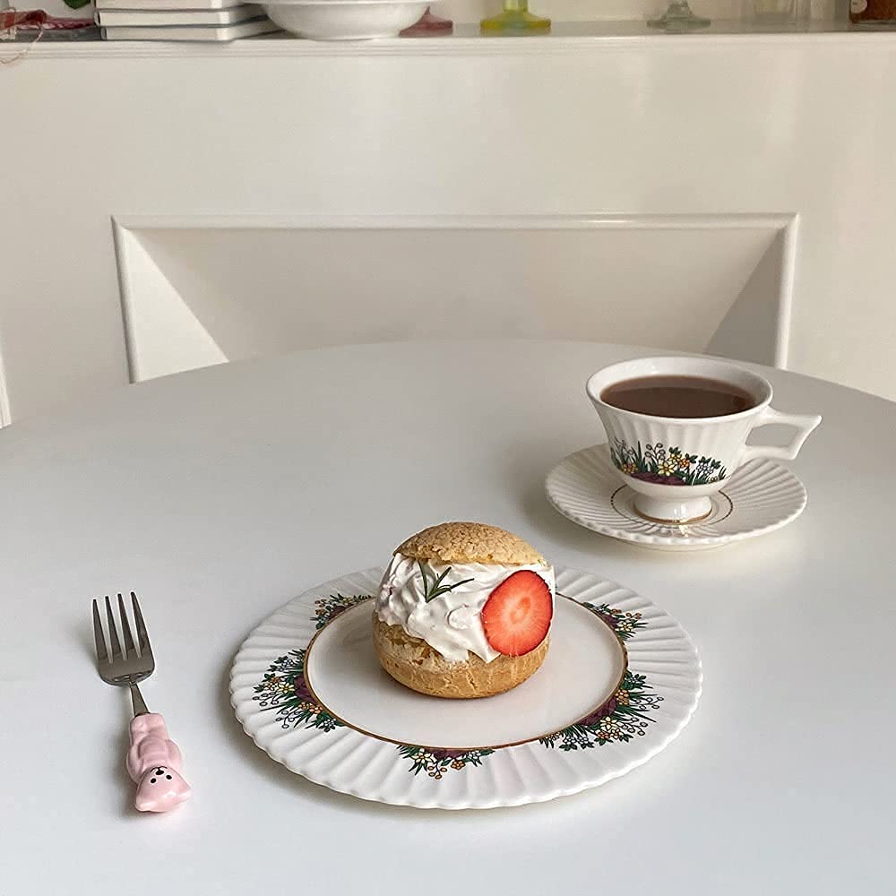Taza de café de cerámica, Taza y platillo de té de China, Juego de Taza de café de cerámica con platillo y Cuchara, Tazas de café, Taza de café de cerámica roja de la Tarde, Juego