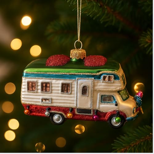 Christbaumkugel Wohnmobil – mundgeblasen - handbemalt aus Glas –...