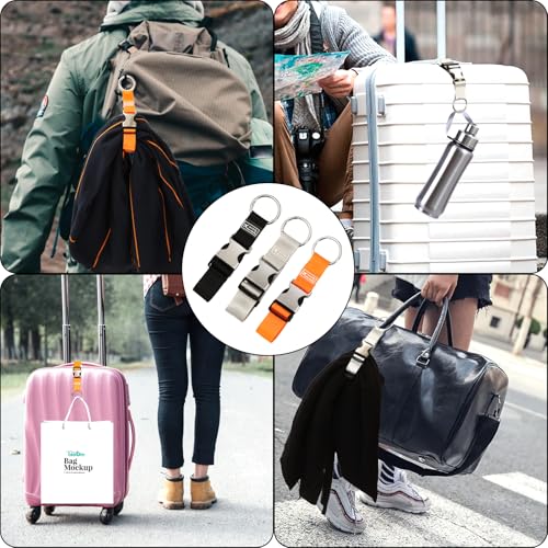 Image of 3 Pcs Add a Bag Luggage Straps Jacket Gripper Adjustable Luggage Hook Luggage Strap for Carry On Bag Luggage Accessories for Suitcases Bag (Black Grey and Orange)