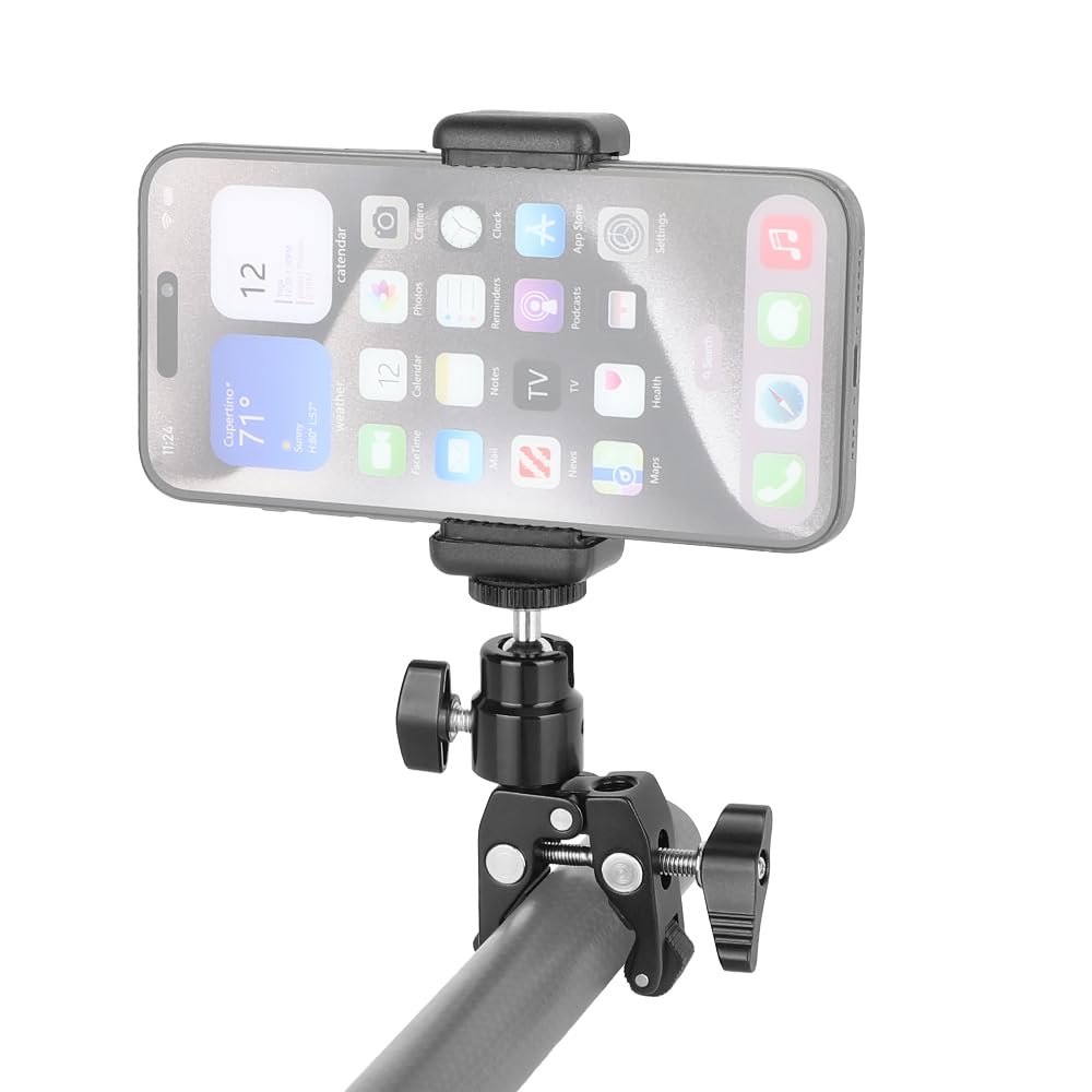 SZRIG Super Clamp with 1/4"-20 Mini Ball Hand for Cell Phone Mount(Black) - Image 2