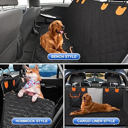 EasyHaWei Dog Car Seat Cover for Back Seat 600D Scratchproof Nonslip Durable Waterproof Cars Pet Backseat Covers with Mesh Window Dogs Hammock for Car，SUV, Truck (54" W x 58" L) - Image 6