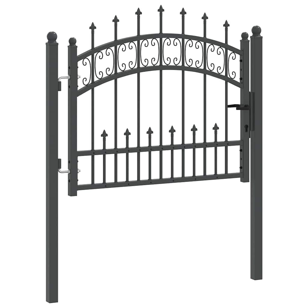 vidaXL Puerta de Cerca con Punta de Lanza KAMPEN 103 x 75 cm Acero, Puerta de cercas tradicionales, seguridad para jardín y terraza, entrada rústica para tu patio