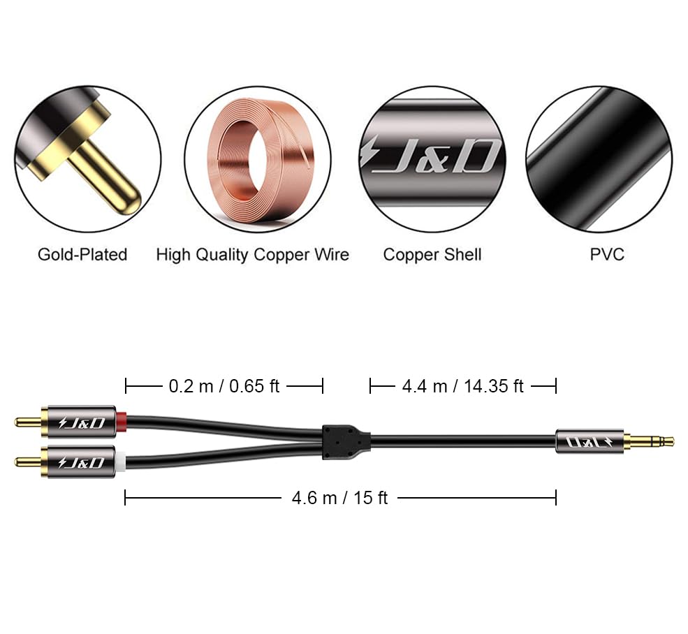 Cable Essager Essager P2 Estéreo Macho De 3,5 Mm A 2 Rca Macho De 3 M