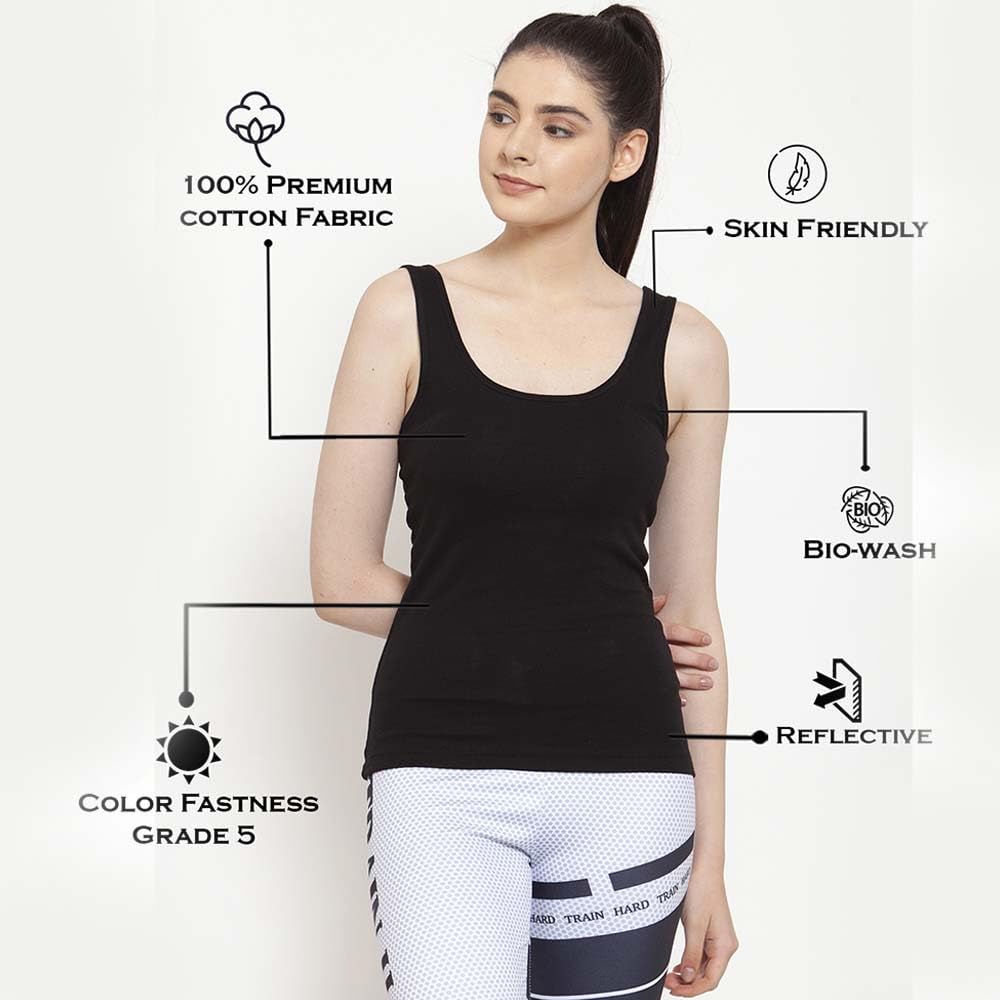 Friskers Black Cotton Women Racerback Tank top 4